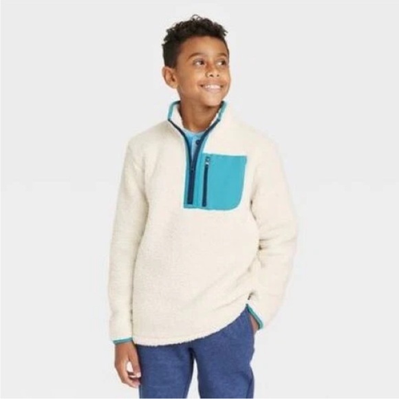 Cat & Jack Other - Cat & Jack Boys' Faux Shearling Quarter Zip Jacket